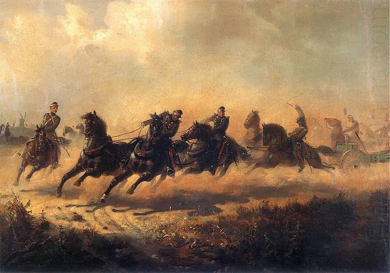 Charge of Russian horse artillery., Maksymilian Gierymski